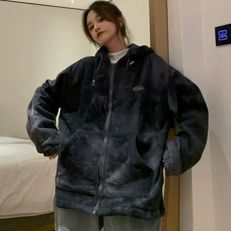 ulzzang卫衣女2020秋冬宽松韩版潮ins慵懒风bf加绒加厚摇粒绒外套图片