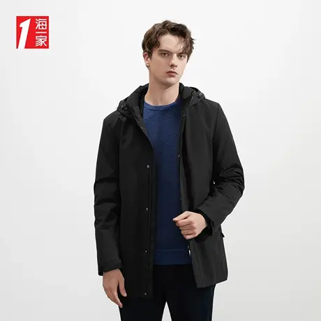 海一家保暖皮毛内胆外套连帽休闲中年男士毛皮服装商品大图