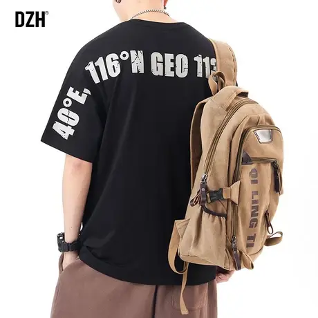 男士黑色印花短袖男友风潮牌t恤男夏季纯棉大码半截袖男款体恤衫商品大图