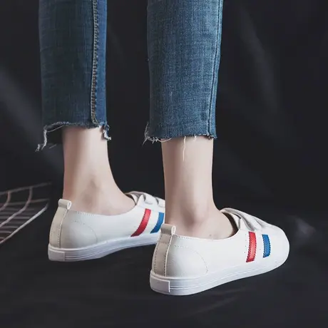 2020新款小白鞋女夏季百搭韩版白鞋一脚蹬懒人鞋学生浅口平底春款图片