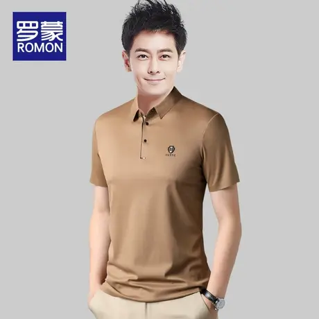 【商场同款】罗蒙男士短袖t恤2023夏季新款冰丝商务休闲polo衫男图片