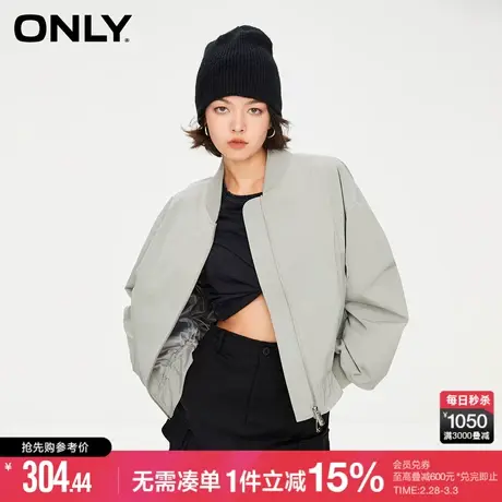 ONLY冬季时尚复古气质宽松长袖棒球服外套女|123336011图片