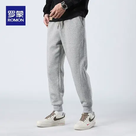 罗蒙秋冬季运动裤男士2023新款潮牌宽松束脚加绒卫裤休闲长裤子男图片