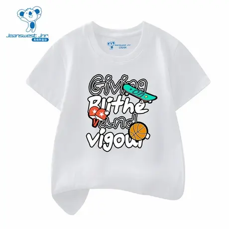 XD真维斯男童春季新款运动印花潮酷时尚纯棉百搭套头短袖T恤图片