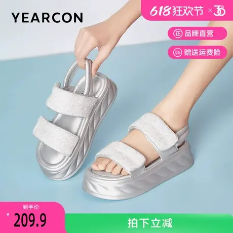 意尔康凉鞋女2025年新款夏季厚底松糕增高运动沙滩鞋时尚外穿女鞋图片