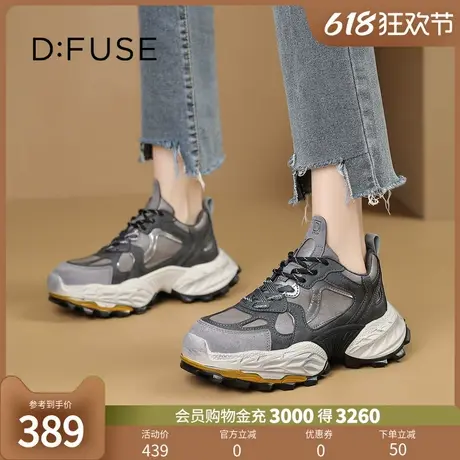 D:Fuse/迪芙斯2025春夏新款复古女鞋厚底增高休闲舒适老爹鞋商品大图