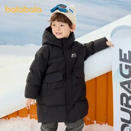 巴拉巴拉童装男童羽绒服长款连帽外套2024新款冬装潮商品大图