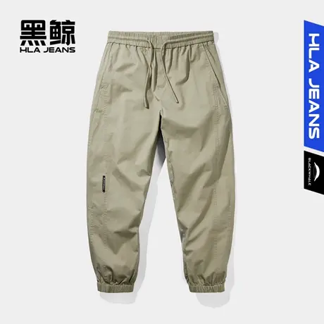黑鲸HLAJEANS海澜之家旗下潮牌腰间抽绳束脚休闲裤宽松锥形九分裤图片