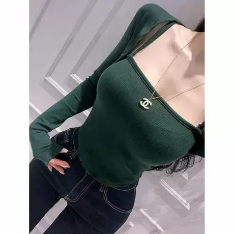 现货 Onoev性感时尚套装紧身弹力吊带背心+短款开衫两件套图片