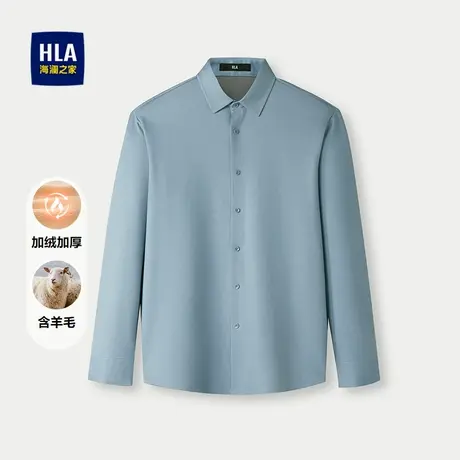 HLA/海澜之家时尚格子休闲衬衫25秋冬新含羊毛加绒加厚保暖长袖男图片