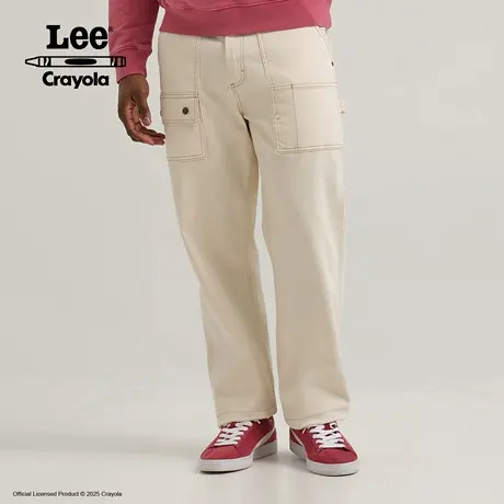 Lee× Crayola联名商场同款25秋冬新舒适直筒白色男工装休闲布裤图片