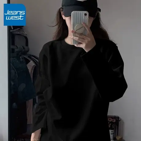 KV真维斯纯棉长袖t恤女宽松高级感早秋2025新款基础百搭打底上衣商品大图