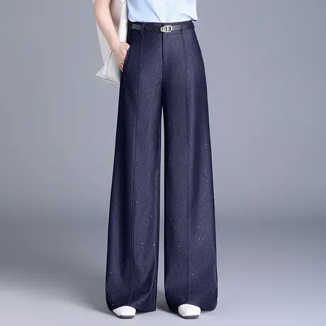 时尚休闲长裤女春夏2025新款设计感遮肉气质显瘦宽松闪闪阔腿裤子图片