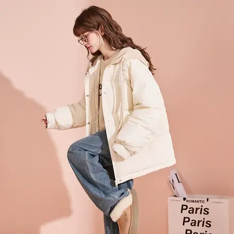 【防水】唐狮羽绒外套女2025新款爆款冬装面包服韩版连帽羽绒服商品大图