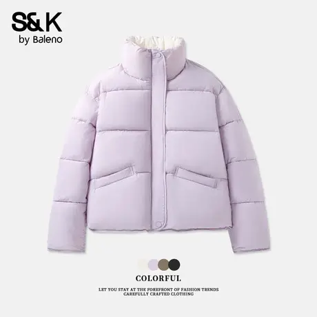 班尼路S&K系列棉服冬季女款短款时尚百搭休闲加绒保暖面包服外套Q商品大图