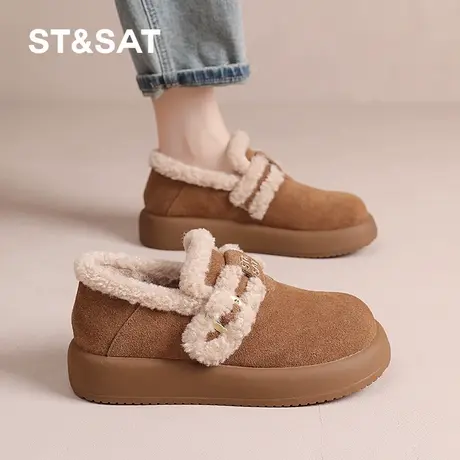 星期六棉鞋女冬2024冬季新款女款女鞋冬款鞋子厚底加绒全包勃肯鞋商品大图