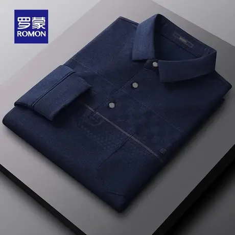 罗蒙男士商务休闲爸爸装长袖T恤衫2023秋季新款中老年舒适Polo衫图片
