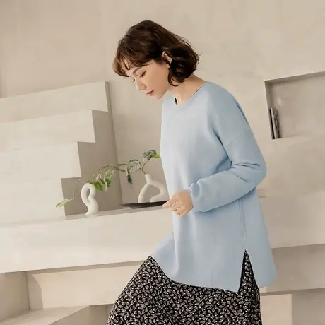 桔熊秋冬季保暖毛衣女胖妹妹灯笼袖套头复古气质针织衫大码FA1766图片