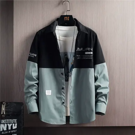 春秋冬季新款男士长袖衬衫休闲港风日系宽松工装衬衣潮牌男装外套图片