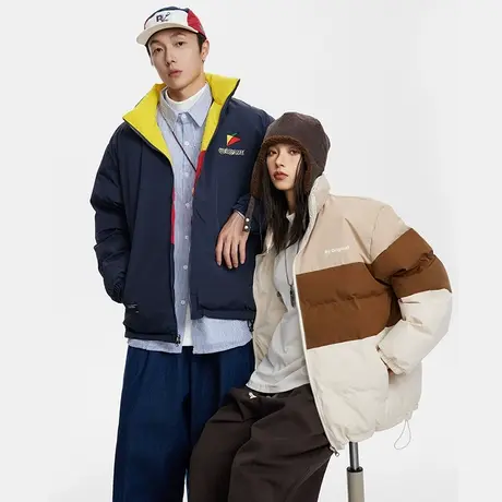 复古拼接面包服棉服女加厚冬季外套2023年新款潮牌宽松情侣装棉衣商品大图