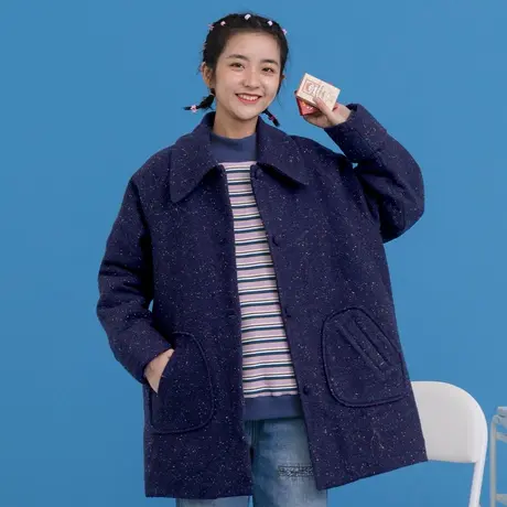 尔给加棉呢子大衣女中长款学生毛呢外套森系2019流行韩版小个子图片