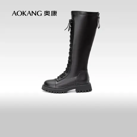 奥康女鞋 秋冬季长筒靴女骑士靴显瘦厚底鞋子女单里女靴图片