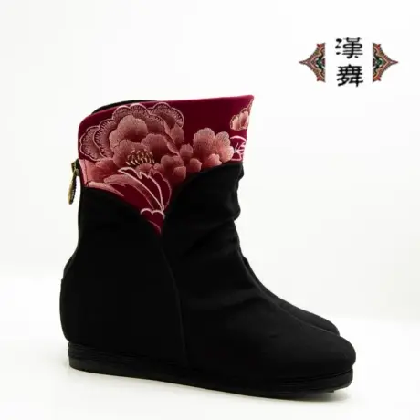 【美之韵】汉舞中国风千层底布鞋侧拉链内增高女靴软底女单靴商品大图