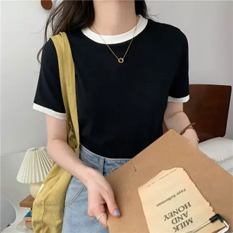 短袖T恤女高腰设计感小众体恤半袖潮ins夏季短款甜酷辣妹露脐上衣图片