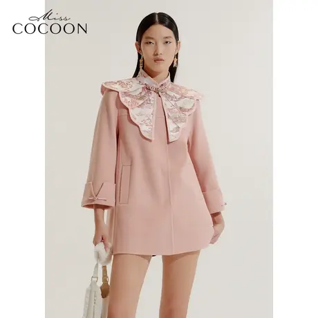可可尼COCOON商场同款2024秋冬新款新中式国风羊绒毛呢外套大衣女商品大图
