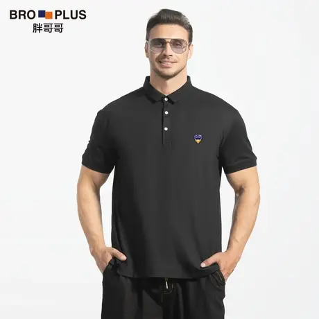胖哥哥2023新款夏季纯棉高端polo衫男士短袖大码商务翻领胖子T恤图片