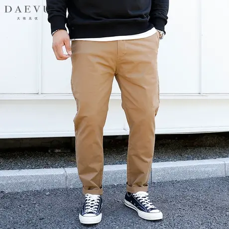秋新款深卡其年青大号弹力潮胖子加肥加大码棉男士棉布休闲长裤商品大图