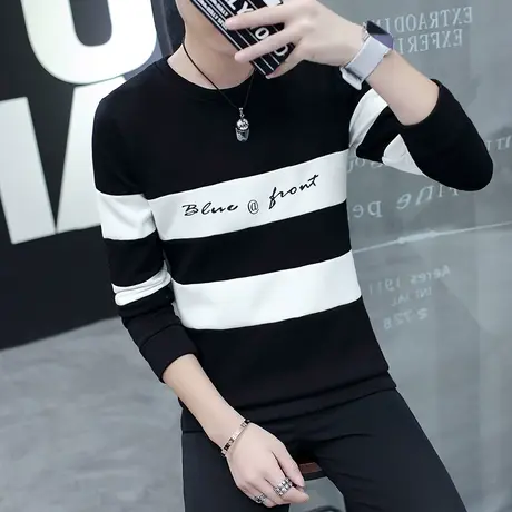 长袖t恤男2025新款春秋季打底衫体恤韩版潮流卫衣秋装内搭上衣服商品大图