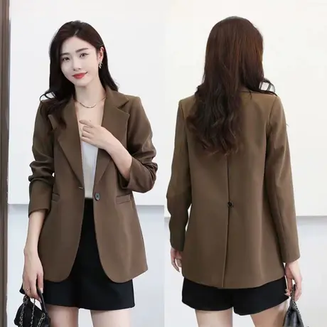 高级感炸街小西装外套女2023春秋季新款韩版气质休闲咖色西服上衣商品大图