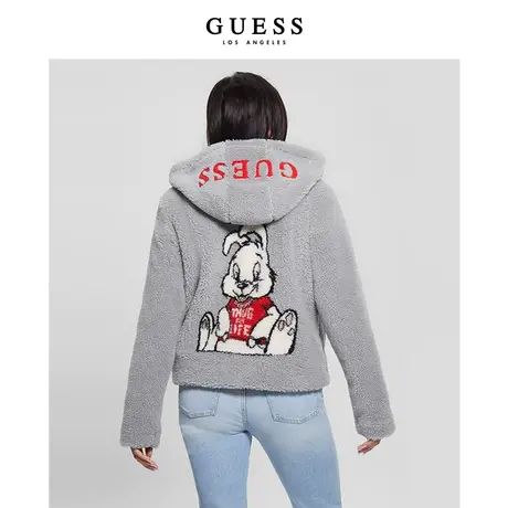 【38上新季】GUESS×BRANDALISED涂鸦胶囊系列卡通连帽毛绒外套商品大图