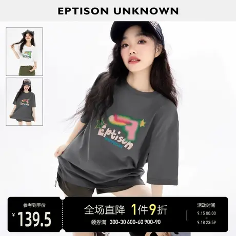 EPTISON短袖T恤女2023夏季新款纯棉宽松印花个性设计情侣休闲上衣商品大图