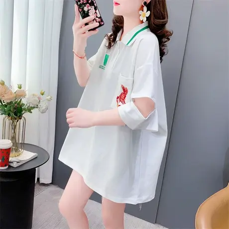 学院风POLO衫短袖t恤女夏季2023新款宽松洋气甜美休闲半袖上衣服图片