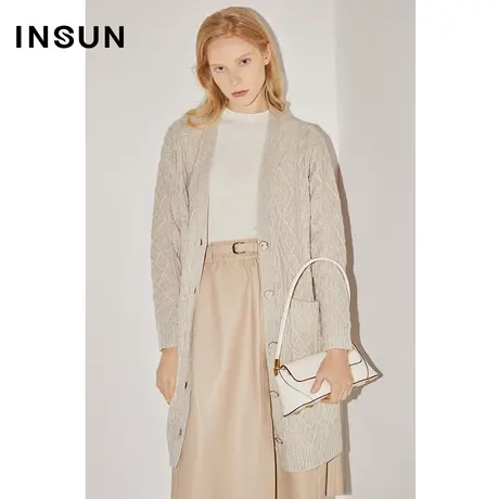 COVER冬季重磅绞花牦牛绒毛针织衫外套图片