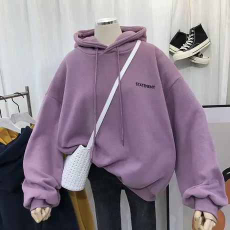 卫衣女加绒加厚2020秋冬新款韩版ins潮慵懒宽松套头连帽宽松外套商品大图