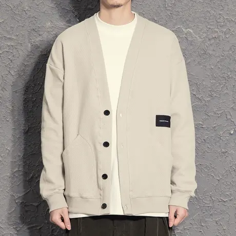 开衫外套男潮高级感冬卫衣男高级感小众设计感斜纹针织春秋季上衣图片