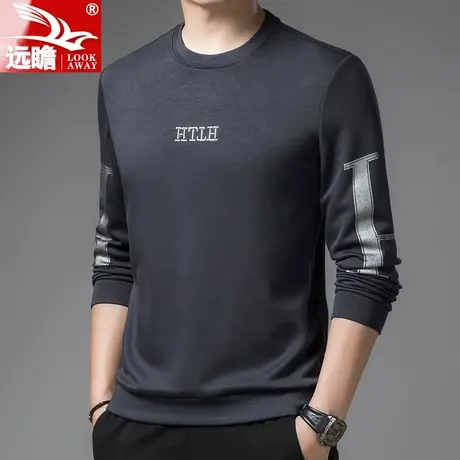 长袖T恤男士春秋宽松时尚2022新款上衣服装秋冬款男装打底衫卫衣商品大图