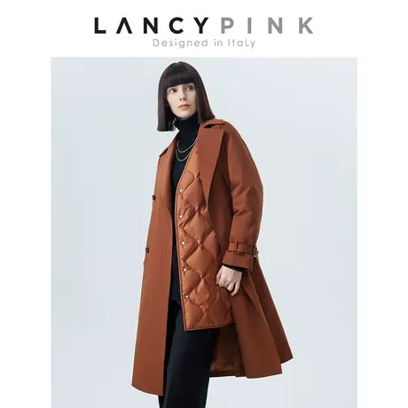 【意大利设计】朗姿白鹅绒羽绒内胆风衣羽绒服女长款2022冬季新款图片