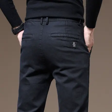 秋季黑色休闲裤男士修身小直筒商务正装西裤春秋款弹力潮牌秋冬款商品大图