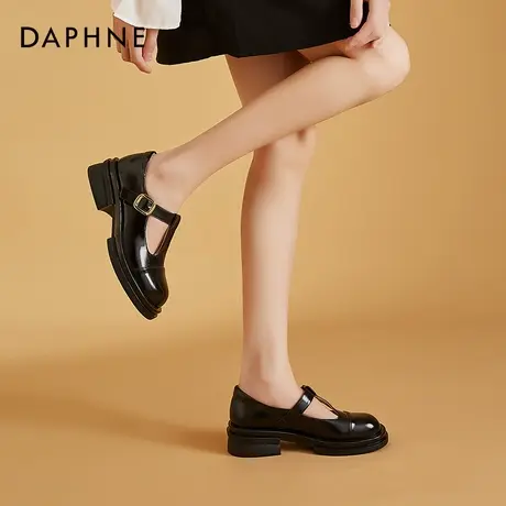 达芙妮圆头玛丽珍小皮鞋女日系jk制服鞋2021秋冬新款粗跟单鞋平底商品大图