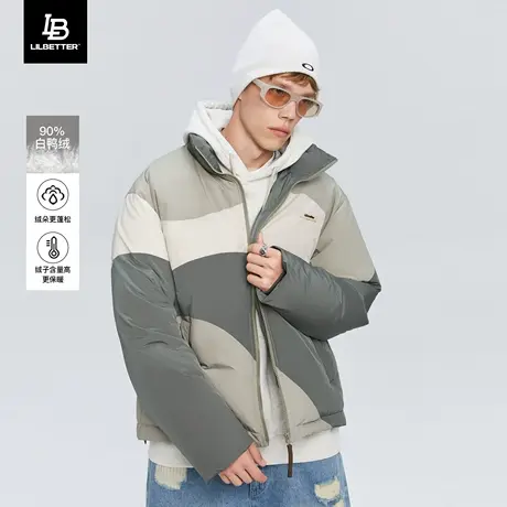 Lilbetter羽绒服男2023新款防寒服撞色潮流羽绒夹克美式冬季外套图片