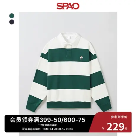 SPAO韩国同款2024年春季新款男士休闲宽松翻领套头卫衣SPMWE12C53图片