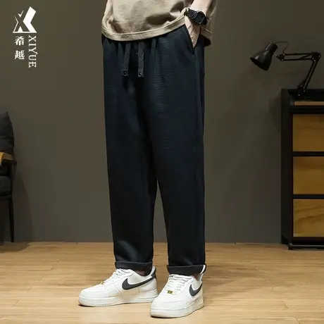 希越百搭黑色休闲裤男2024春季新款宽松大码男士美式潮牌直筒裤子商品大图