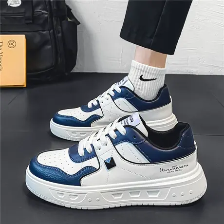 男鞋春季潮流百搭学生小白鞋男士厚底2024新款青少年运动休闲板鞋图片