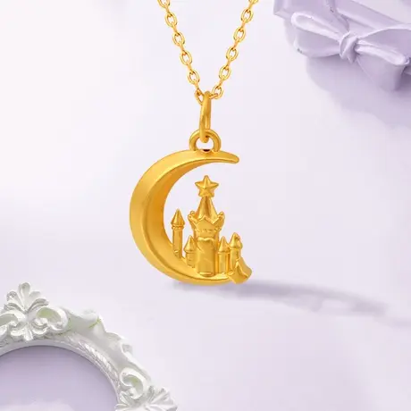 【李佳琦直播间】老庙黄金足金城堡挂坠项链在逃公主新品吊坠商品大图