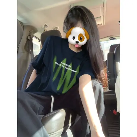 纯棉夏季短袖t恤女韩版宽松ins潮小众设计感美式复古上衣oversize图片