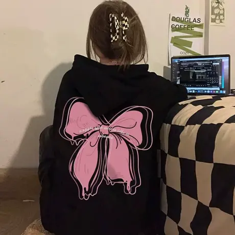 加绒加厚卫衣女大码连帽宽松慵懒秋冬2022新款chic复古港风外套潮图片